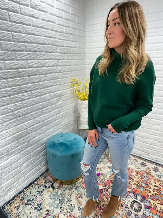Courtney Mock Neck Sweater - Emerald