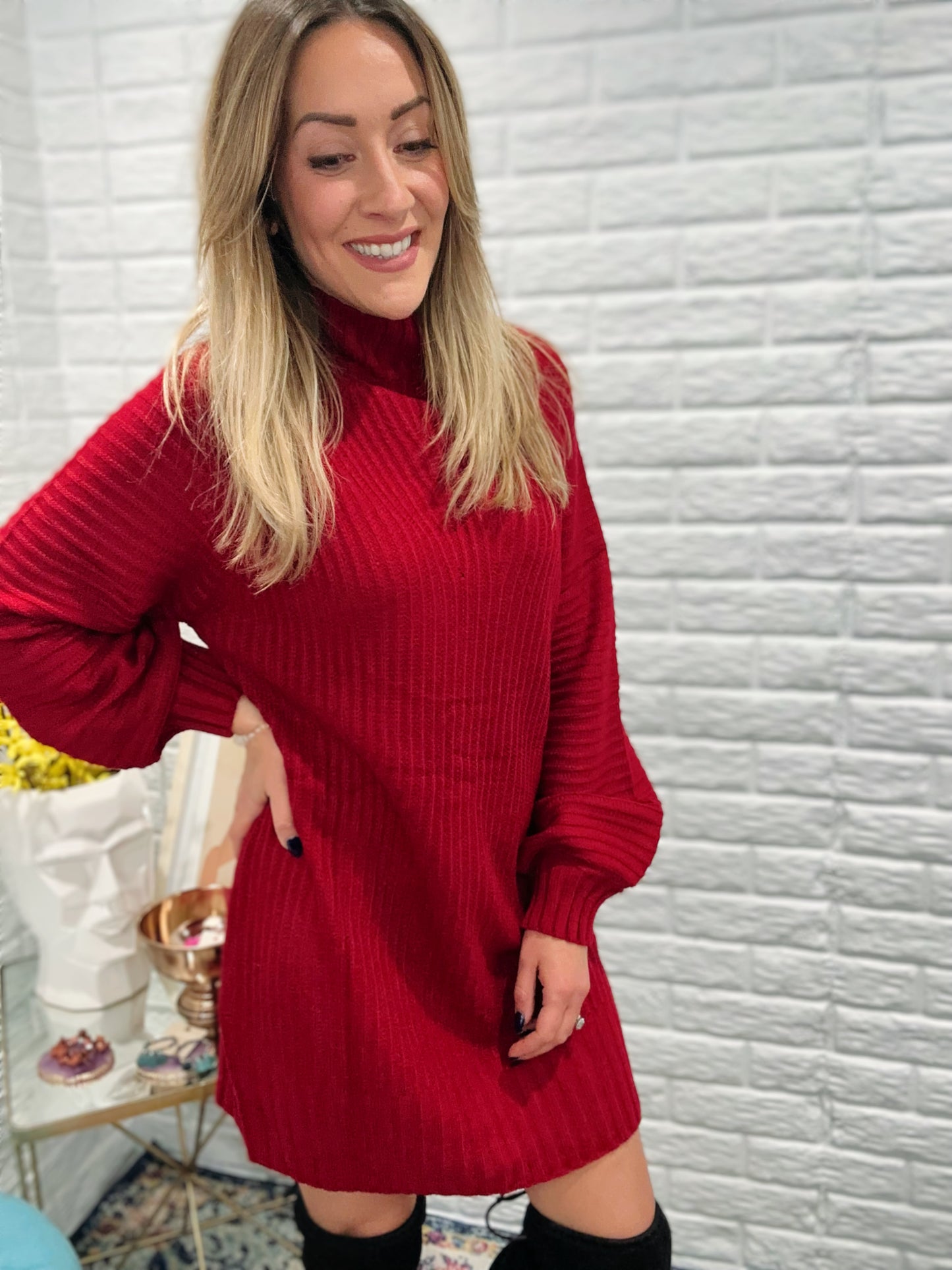 Sarah Ruby Knit Sweater Dress