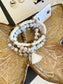White Marble Stack Bracelet with Tassel