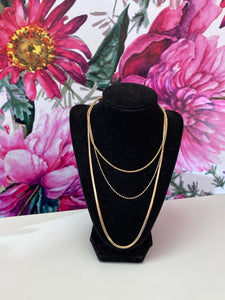 Gold Simple Three Strand Layered Necklace